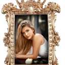 Vintage Picture Frame - Luxury Gold Crown Decorative Resin Frame - Desktop & Wall Hanging Photo Display Holder