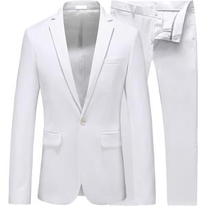 UNINUKOO Mens Suit Slim Fit 1 Button 2 Piece Wedding Party Holiday Solid Color Tux Suits for Men, Size: 30