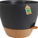 WSMKSZ 12 inch Large Self Watering Pots, Flower Plant Pots with Drainage Holes for Indoor Outdoor Garden Plants, Plastic Planters with Removable Deep Reservoir, Black with Brown, 12inch 1pcs