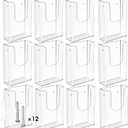 MaxGear Brochure Holder 4x9 Inch Acrylic Wall Mount Pamphlet & Flyer Holder, Clear Plastic Organizer for Tri-Fold Brochures and Marketing Literature, 12 Pack
