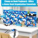 CCCEI Desk Organizer and Storage with Charging Station, Navy Blue Clamp on Table Pegboard, Gaming Standing Office Supplies Shelf Accessorie, Metal Peg Board Privacy Panels, Gifts for Men, 6FT.