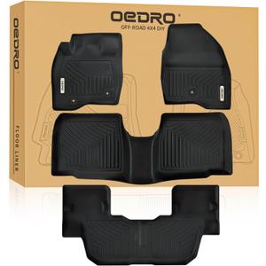 OEDRO Floor Mats Fit for 2015-2019 Ford Explorer Without 2nd Row Center Console, TPE All Weather Car Mats Accessories Includes 1st 2nd and 3rd Row Full Set Liners