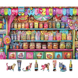 Blueforest Candy Shop 500 Piece Puzzles for Adults - Vibrant Sweets Store Jigsaw Puzzle, Nostalgic Candy Jar Decor & Challenging Family Activity (23"x15")