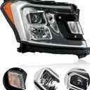 Projector Headlights Compatible with 2018-2021 Expedition | Chrome Halogen Halo Projector Headlight Assembly Front Headlamp With bulb Clear Lens Right Passenger Side FO2503370