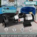 WASSERMANN RV Macerator Pump 12V Waste Water Pumps Sewage Pump 12GPM Suction 3.2 feet Lift 10 ft Complete RV Macerator Pump Kit for Right Out of Box with Fresh Water Rinse and Manual Crushing Function