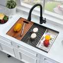 33 Inch Black Undermount Kitchen Sink Workstation-Bokaiya 33x19 Kitchen Sink Undermount Black Stainless Steel 16 Gauge 10" Deep Single Bowl Kitchen Sinks with Cutting Board