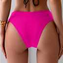 SHENHE Women's V Cut High Leg Ruched Mid Rise Bikini Bottom Swimwear Bathing Suit, Medium