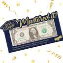 Mastered it Graduation Gifts Navy Blue & Gold Wooden Grad Money Holder Graduation Cash Holder for Master's Degree Decorations Class of 2026 Cash Envelopes Gifts