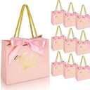 EQOREIIN 30 Pack Small Thank You Gift Bags with Handles 5.5 x 2.4 x 4.7 Inches Mini Pink Gift Bags with Bow Ribbon Tiny Party Favor Bag Bulk for Easter Mother's Day Baby Shower Wedding (Pink)