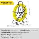 Fiberglass Fish Tape with Hand Brake, 656FT x 1/4" (6mm) Duct Rodder Wire Puller with Steel Reel Stand & Guide Cage, Flexible Cable Puller for Electrical Conduit, Wall & Underground Wiring
