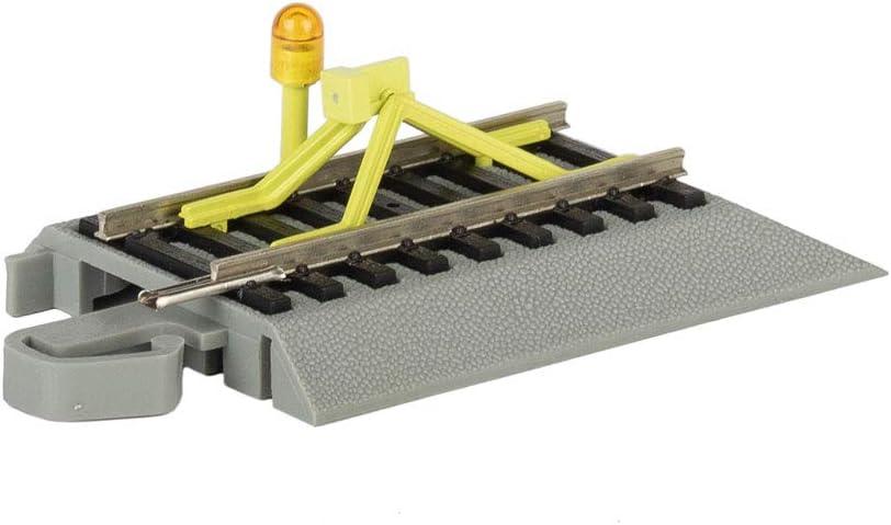 Bachmann Trains - Snap-Fit E-Z Track Flashing LED Bumper - Nickel Silver Rail with Gray Roadbed - HO Scale Medium