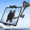 Heavy Duty Window Dashboard Tablet Mount for Truck Car Van Vehicle Pickup, Anti-Shake Metal Joint iPad Dash Holder, Suction Cup Stand for iPad Pro 12.9 Air Mini, Z Fold, IPhone, Thick Case Friendly