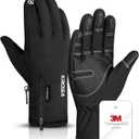 krosa Winter Gloves For Men Women Made with 3M Thinsulate, Waterproof Ski Gloves for Cold Weather with 10 Touchscreen Fingers (Large, Black)