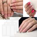 French Manicure Strips Nail Art Stickers French Tip Nail Stickers Self-Adhesive Nails Tips Guides for Women Manicure DIY Decoration Stencil Tools (3 Moon Shape Design,24 Sheets,792 Pieces)