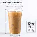 AOZITA 100 Pack 16 oz Plastic Cups With Strawless Sip-Lids, Iced Coffee Cups With Lids BPA Free, Disposable Clear Cups, To Go Cups for Smoothies, Party Drinks, Bubble Tea, Cold Beverage 