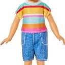 Barbie Club Chelsea Koji 6-Inch Boy Small Doll with Brunette Hair Wearing Removable Striped Shirt, Shorts & Shoes