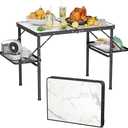 Titanker Folding Camping Table 3ft, Folding Picnic Table, Camp Tables Portable, 50% Extra Side Space, Outdoor Patio Table, RV/Car Camping Essentials, Aluminum Light & Solid,Size: Large 35.4"L x 23.6"W x 27.9"H