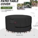 Porch Shield Round Patio Furniture Cover - Waterproof 600D Heavy Duty Outdoor Table and Chairs Cover 76 inch, Black