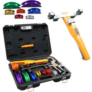 Ratcheting Pipe Tube Bender Set 1/4" to 7/8" O.D., 90 Forward & Reverse Bending Tool W/ 7 Color-Coded Aluminum Heads, Pipe Cutter & Deburring Tool for HVAC, Refrigeration & Plumbing