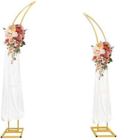 Curved Large Metal Arch Backdrop Stand, Set of 2 Wedding Arch Stand Flower Arch Stand Backdrop Arch Floral Wedding Arches for Ceremony Birthday Anniversary Valentine'S Day Decorations(6.9FT & 6.2FT)