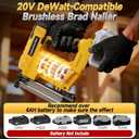 18 Gauge Brad Nail Gun Compatible with Dewalt 20V MAX Battery(NO Battery), 2 in 1 Cordless Brad Nailer for Crown Staple, 2 Mode, Electric Nail Gun for Wood, Trim Work, DIY