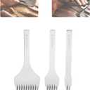 KUIDAMOS 3PCS White Steel 2/5/10 Punch Prong Tool Set Lacing Stitching Chisel Set for Leather Crafts Punching Working(Spacing 3.85mm)
