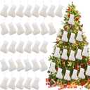 Seematn 50 Pcs Mini Christmas Stockings Small Christmas Stockings Bulk Xmas Tree Decorations for Office Colleague Gifts Church Charity Donate Decor, 5.9 x 3.2 Inch(Ivory,White)
