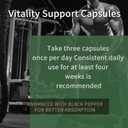 Vitality Support - Men's Pills Blend with Ashwagandha, Shilajit, Black Pepper Extract & Vitamin | Natural & Organic Energy Enhancement - 90 Capsules