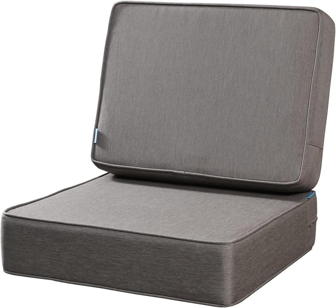 ARTPLAN Outdoor Deep Seat Cushions Set for Patio Furniture,24x24x6,Back18x24x6 Inches,Extra Thick Patio Replacement Cushions,Square,Grey
