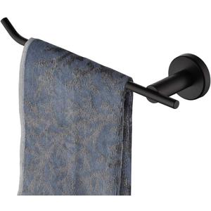 JQK Black Hand Towel Bar, Stainless Steel Towel Ring for Bathroom, 9 Inch Necklace Holder Matte Black Wall Mount Left Hand, TR101-PB