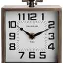 NIKKY HOME Vintage Silent Non-Ticking Table Clock, Shelf Desk Top Clock Battery Operated, Retro Home Decor for Living Room Mantel Desktop Countertop, Antique Brown