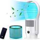 ULTTY Bladeless Tower Fan and Air Purifier, 90 Oscillating Tower Fan with HEPA Filter, Remote Control, Touch, 8H Timer, 9 Speeds, Powerful Floor Fan for Bedroom Room Home Office, White