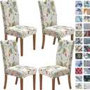 SPRINGRICO Chair Covers for Dining Room Set of 4, Stretch Dining Chair Cover, Washable Spandex Kitchen Parsons Chair Slipcovers, Green Chair Covers for Home or Party (4pack,Green Garden)