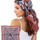 AWAYTR 35” Alphabet Head Scarf for Women Like Silk Scarf for Hair Scarves Hair Bandana For Women Headscarf Hair Wrap Scarfs Neck (S) Pack Of 2