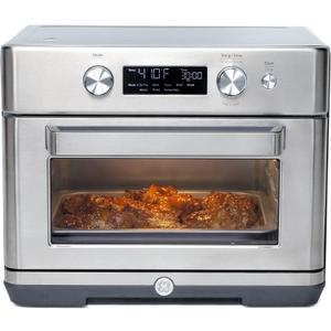 GE Digital Air Fryer Toaster Oven + Accessory Set | Convection Toaster with 8 Cook Modes | Large Capacity Oven - Fits 12" Pizza | Countertop Kitchen Essentials | Stainless Steel, 17.7in D x 14.0in H x 16.9in W