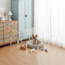 Transparent Acrylic Dog Gate Indoor, Free-Standing Pet Gate, 16" Height (Size S) Foldable 12 Modular Panels, Dog Fence for Doorways, Hallways, Stairs, No Drilling, Perfect for Puppies and Small Pets