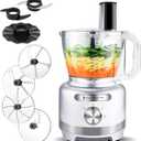 Homtone 16 Cup Food Processor, 9 Functions 7 Blades 3 Speeds for Shredding, Slicing, Doughing, Emulsfying and Meat Vegetable Chopping for Home Use, 600W (Sliver)