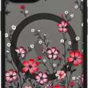 LUHOURI for iPhone 13 Mini Case Cute - Wireless Charing Compatible,Trendy Floral Design for Women Girls,Military-Grade Shockproof Not-Slip Matte Phone Cover, Vibrant Red Wildflowers