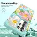 for Galaxy S25 Ultra 5G Case,3 in 1 Oil Painting Flower Pattern Heavy Duty Protection Silicone Rubber Bumper+Hard Plastic Protective Cover for Samsung Galaxy S25 Ultra,Green Flower