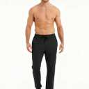 Men's Fleece Lined Joggers Stretch Thermal Athletic Sweatpants Tapered Fit with Zipper Pocket for Running Gym (Black, L)