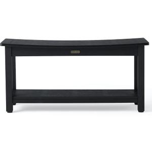 KaimuBench 36'' HDPS Waterproof Shower Bench Seat, Poly Lumber Shower Stool for Shaving Legs, Plastic Bath Chair Seat with Adjustable Feet, Non-Slip & No Maintenance, Black (36 x 13 Inches)