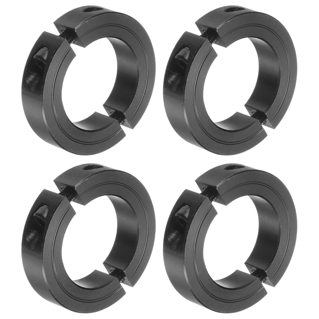 uxcell 4pcs Double Split Clamp-On Shaft Collar for 1-1/2" Shaft, Two-Piece Clamping Collar, 2-3/8" OD, 9/16" Thick, #45 Steel Axle Collar Clamp, Set Screw Style