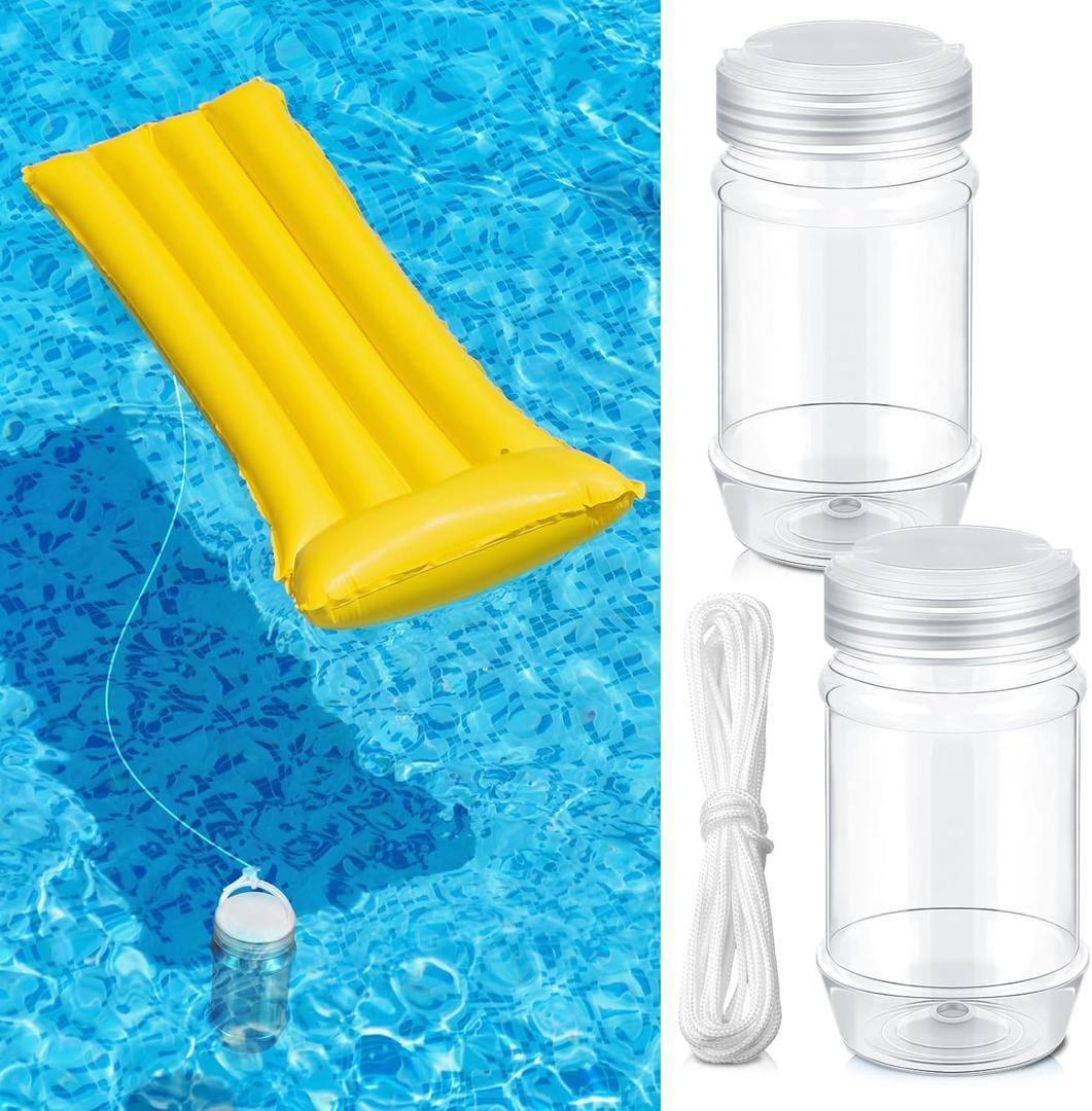 2 Pack Pool Float Anchor Fountain Anchor for Float Replacement Set with String Plastic Fillable Container for Above Ground Swimming Pool Entry System
