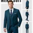 MrSure Men’s 3 Piece Suit Blazer, Slim Fit Tux with One Button, Jacket Vest Pants & Tie Set for Party, Wedding and Business (XL)