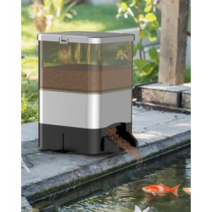 Pawfly Automatic Fish Feeder - Large Capacity Vacation Timer, Moisture-Proof Outdoor Koi Fish Feeder, Battery Powered