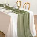Ling's Moment 14Ft Sage Green Chiffon Like Table Runner with Silver Sparkle Light Green Sheer Table Runner for Wedding Rustic Boho Wedding Party Bridal Shower Decorations Birthday Campsite Green