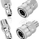 2 Sets NPT 1/4 Inch Pressure Washer Coupler Quick Connect Plug Stainless Steel Male and Female Quick Connect Fittings Pressure Washer Adapter Set (Internal Thread, External Thread)