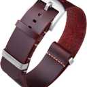 BINLUN Leather Watch Band Crazy Horse Oiled Leather Watch Straps 18mm 19mm 20mm 21mm 22mm 24mm Replacement One-Piece Watchbands for Men and Women Silver & Black Buckle