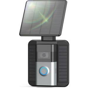 QIBOX Solar Charger Compatible with Ring Video Doorbell (2020 Release), 2.9W Waterproof Continuously Solar Panel, Only for Micro USB Port Adjustable Panel