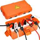 Hrensaw Medium Outdoor Electrical Box(10.6x5.5x4.5inch),Weatherproof Connection Box w/6 Cable Entry,IP54 Waterproof Extension Cord Cover Protect Power Strip,Timer,Plug,Holiday Lights,Orange